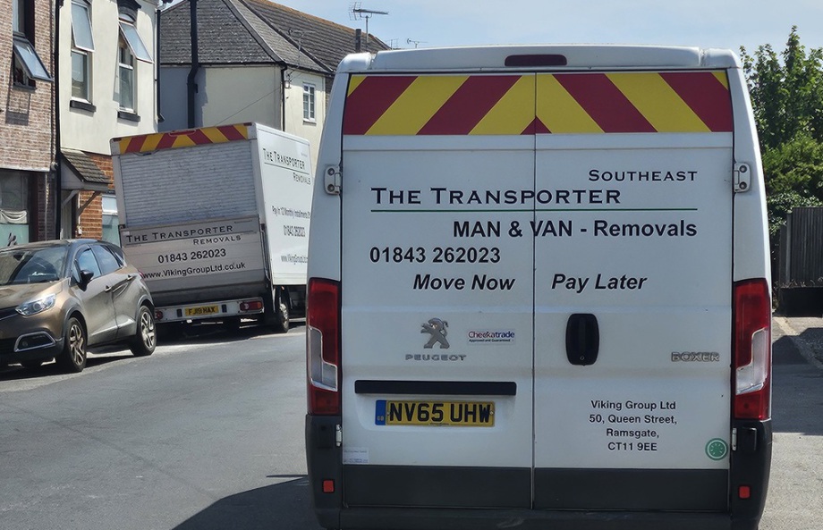 Removal vans in Garlinge highstreet